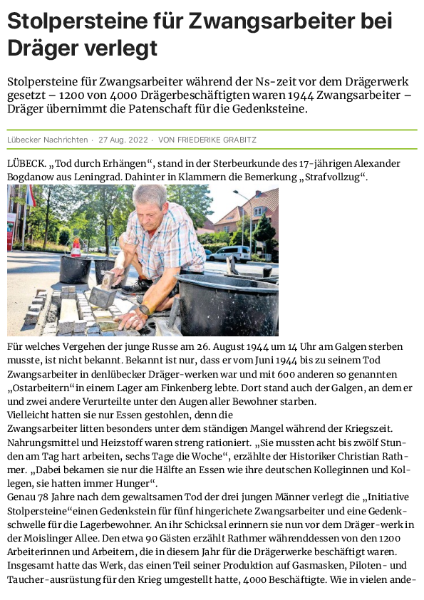 
    
    
     - © Initiative Stolpersteine für Lübeck
    , Alle Rechte vorbehalten